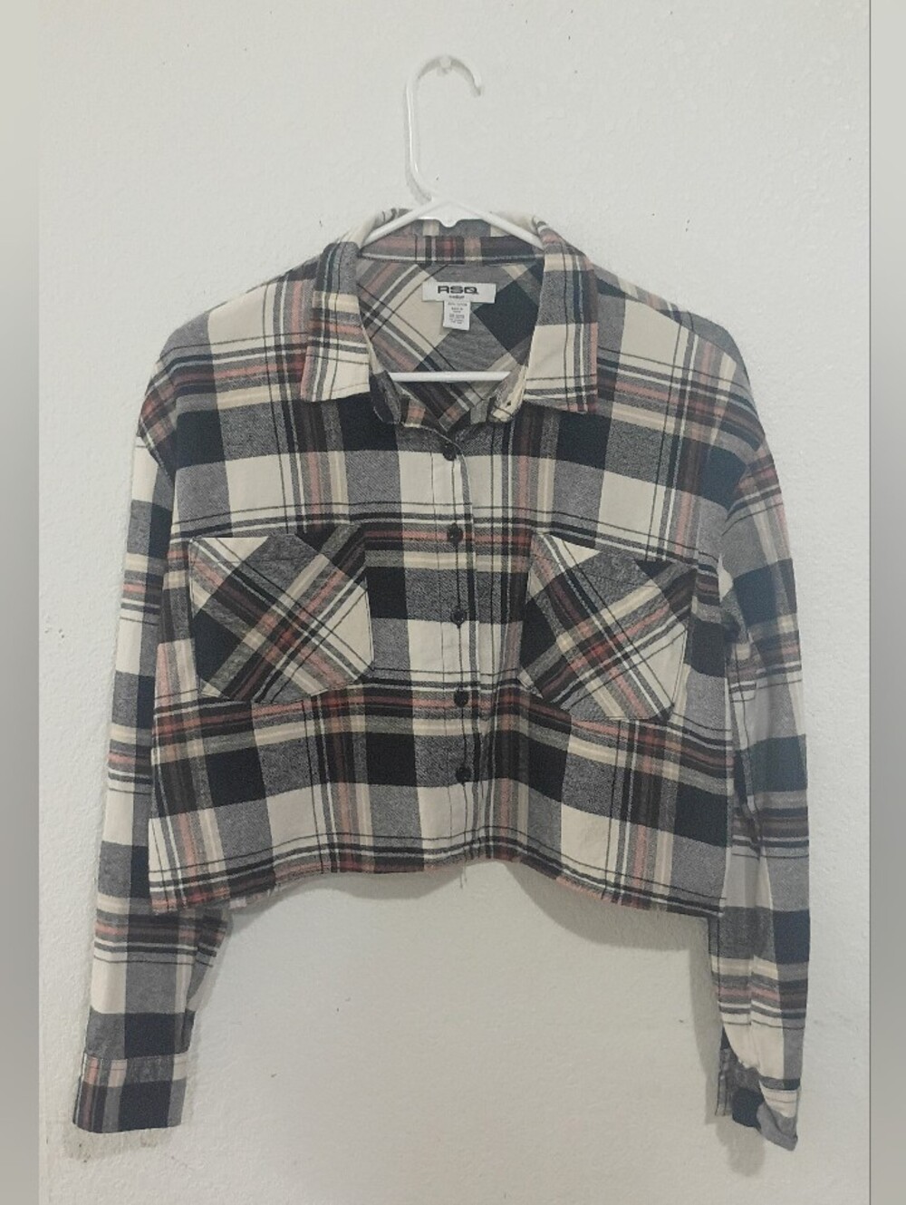 RSQ Cropped Plaid Flannel